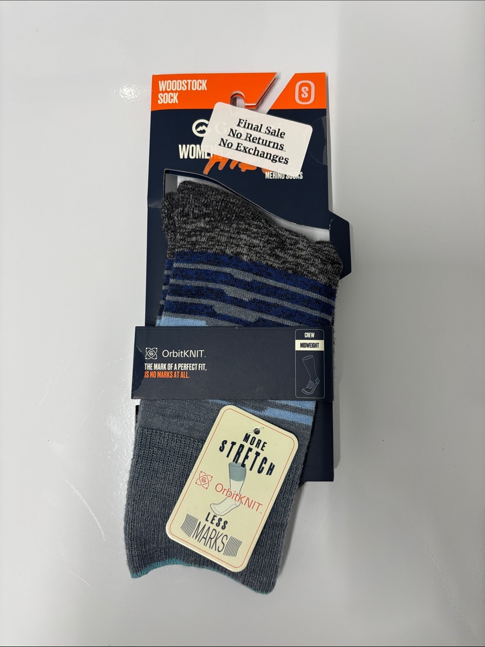 Gordini Woodstock sock crew midweight size small NWT